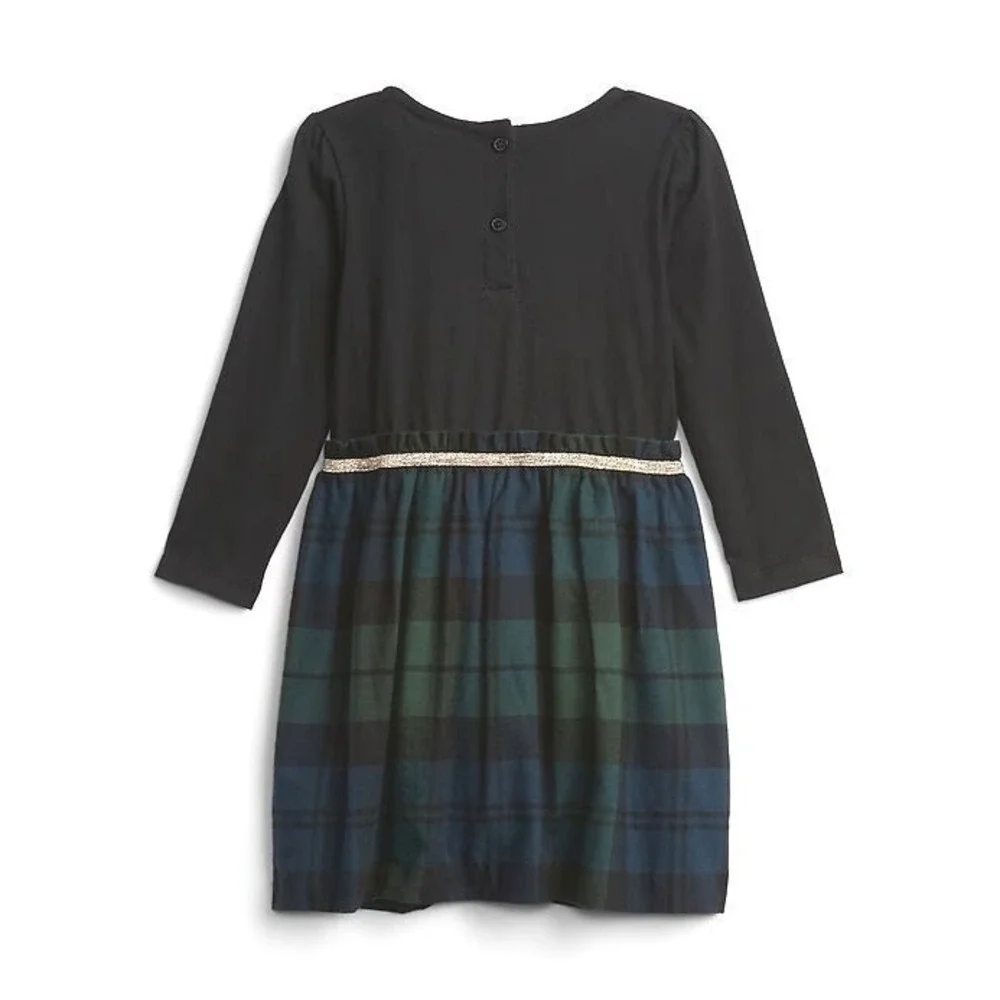GAP Toddler Plaid Dress - Black, Green Plaid - Size 3T -‎ #776420